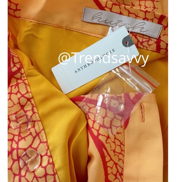 ANTHROPOLOGIE Hutch Leaf Printed Ruffle High Low Wrap Maxi Skirt Orange L NWT - Picture 8 of 9